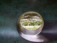 Lily pond through Barbara Hepworth at the Yorkshire Sculpture Park